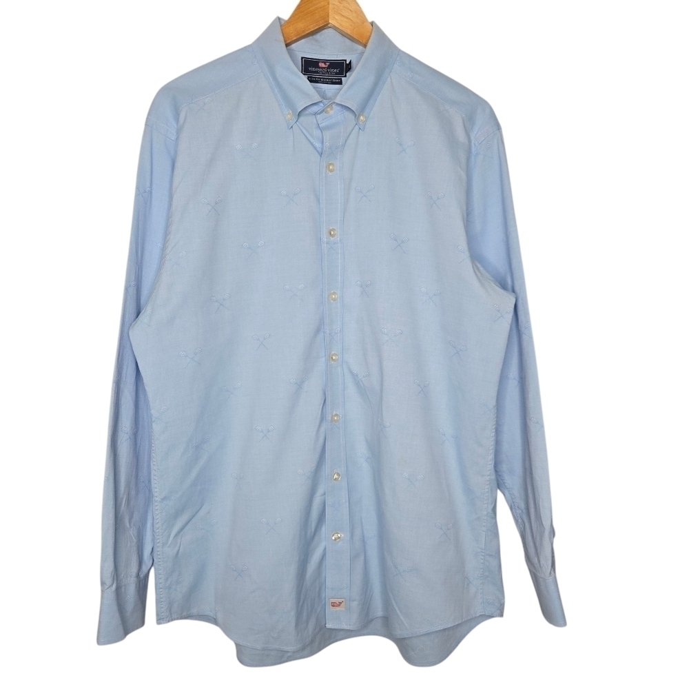 Vineyard Vines Mens Blue Lacrosse Sticks Cotton Fraternity Murray Shirt Large